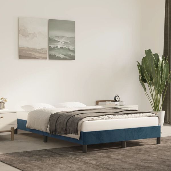 vidaXL Cadre de lit sans matelas bleu fonc&eacute; 120x190 cm velours