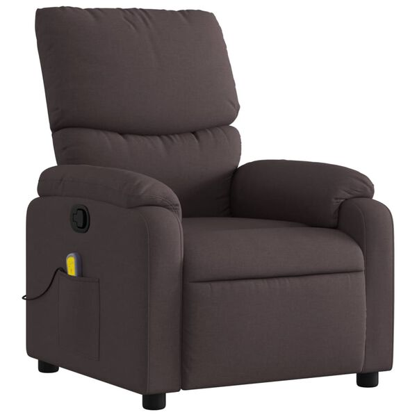 vidaXL Fauteuil de massage inclinable Marron foncé Tissu