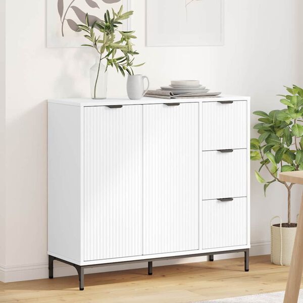 vidaXL Buffet avec tiroir Blanc 89,5 x 33 x 82 cm Bois d'ing&eacute;nierie