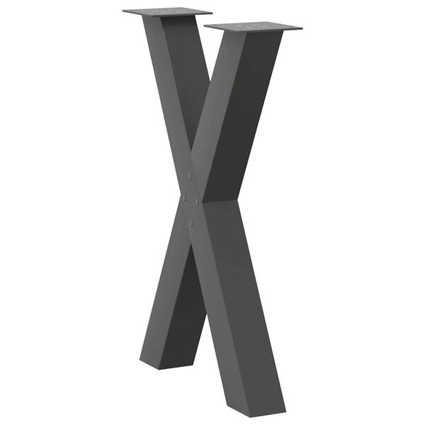 vidaXL Pieds de table à manger en forme de X, 2 pièces, anthracite, 60 x (72-73) cm, acier
