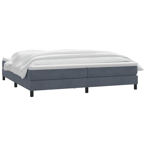 vidaXL Sommier &agrave; lattes de lit et matelas gris fonc&eacute; 180x220cm velours