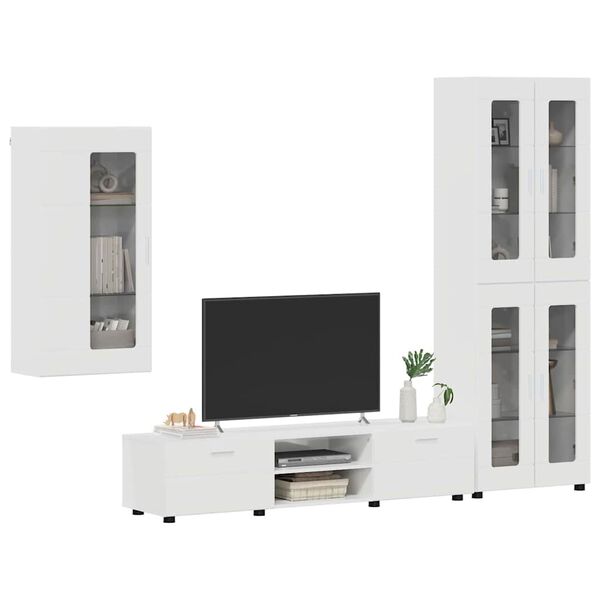vidaXL Ensemble meuble TV FLORIN Blanc brillant Bois d'ing&eacute;nierie