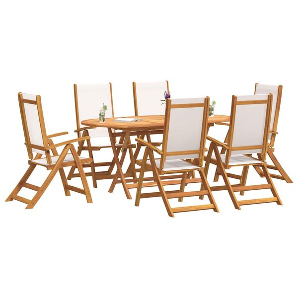 vidaXL Ensemble &agrave; Manger de jardin 7pcs bois d'acacia solide textil&egrave;ne
