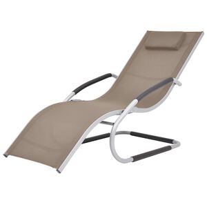 vidaXL Chaise longue avec oreiller Aluminium et textil&egrave;ne Taupe