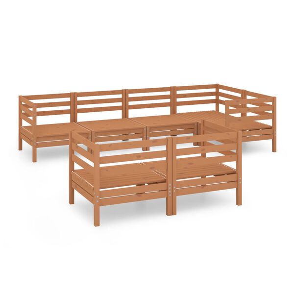 vidaXL Salon de jardin 7 pcs Bois de pin massif Marron miel