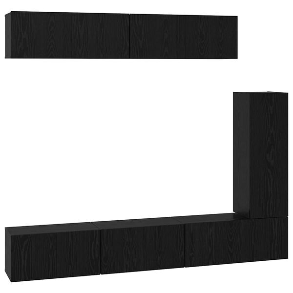 vidaXL Ensemble meuble TV 6 pcs Ch&ecirc;ne noir Bois d'ing&eacute;nierie