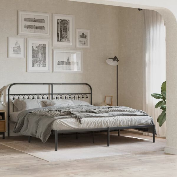 vidaXL Cadre de lit m&eacute;tal sans matelas avec t&ecirc;te de lit noir 183x203cm
