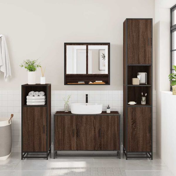 vidaXL Ensemble de meubles de salle de bain 2 pcs Chêne marron