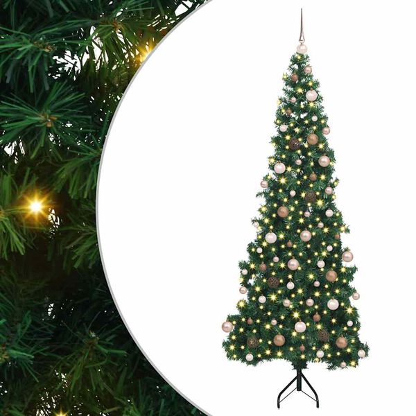 vidaXL Arbre de Noël artificiel d'angle Vert 210 cm PVC et métal