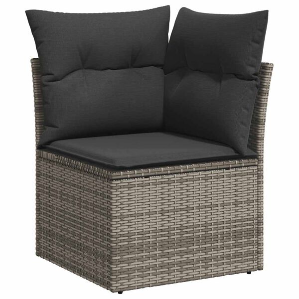 vidaXL Salon de jardin avec coussins 7 pcs gris r&eacute;sine tress&eacute;e