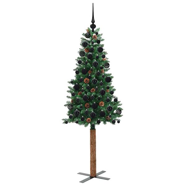 vidaXL Sapin de No&euml;l mince Vert 180 cm PVC et bois de pin massif
