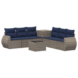 vidaXL Ensemble de Canap&eacute;s 8 pc Gris et bleu marine