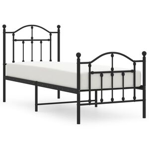 vidaXL Cadre de lit m&eacute;tal sans matelas avec pied de lit noir 75x190 cm