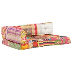 vidaXL Coussin de canap&eacute; palette Multicolore Tissu Patchwork