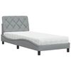 vidaXL Lit avec matelas gris clair 90x190 cm tissu