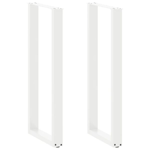 vidaXL Pieds de table de bar en U, 2 pi&egrave;ces, blanc, 40 x (110-111) cm, acier