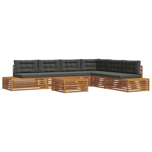 vidaXL Ensemble de canap&eacute;s d'ext&eacute;rieur 7 Pi&egrave;ce Naturel et Anthracite