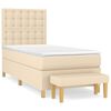 vidaXL Sommier &agrave; lattes de lit avec matelas Cr&egrave;me 80x200 cm Tissu