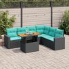 vidaXL Salon de jardin 7 pcs avec coussins noir r&eacute;sine tress&eacute;e