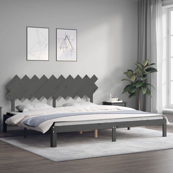 vidaXL Cadre de lit sans matelas gris 200x200 cm bois massif de pin