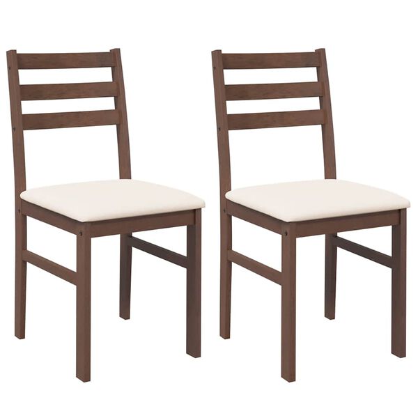 vidaXL Chaises à manger coussins 2 pcs marron bois massif caoutchouc