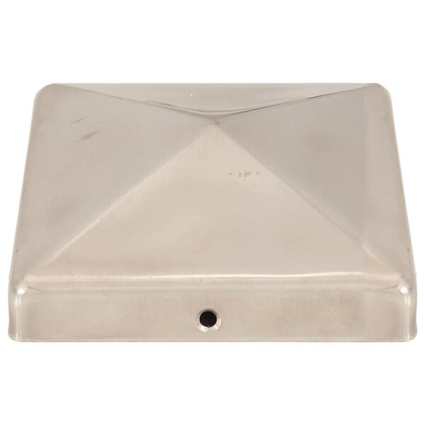 vidaXL Bouchons de poteau de cl&ocirc;ture pyramidaux 6 pcs Inox 101x101 mm