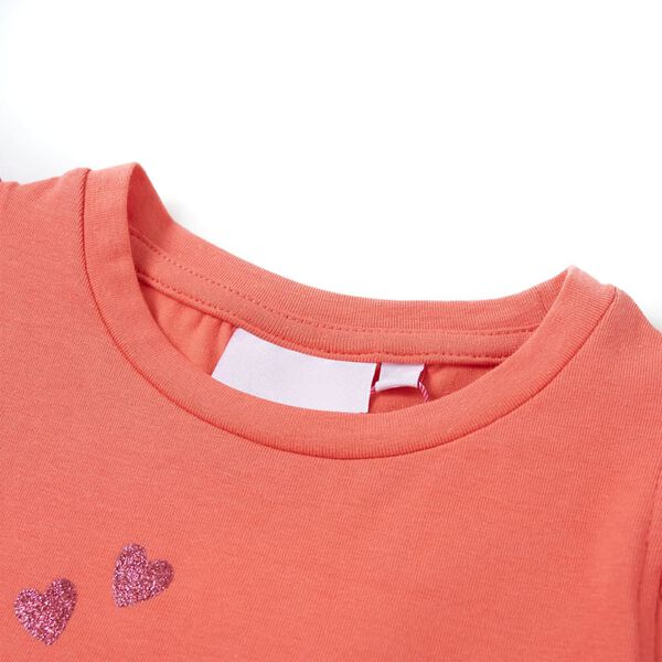 T-shirt enfants et manches &agrave; volants corail 128