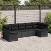 vidaXL Ensemble de canapé de jardin avec coussin 7 pcs Noir Poly rotin
