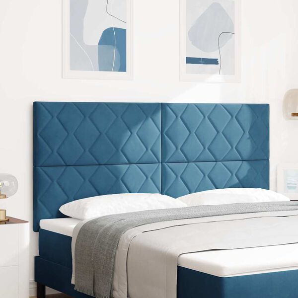 vidaXL T&ecirc;te de lit Bleu fonc&eacute; 180 cm Velours