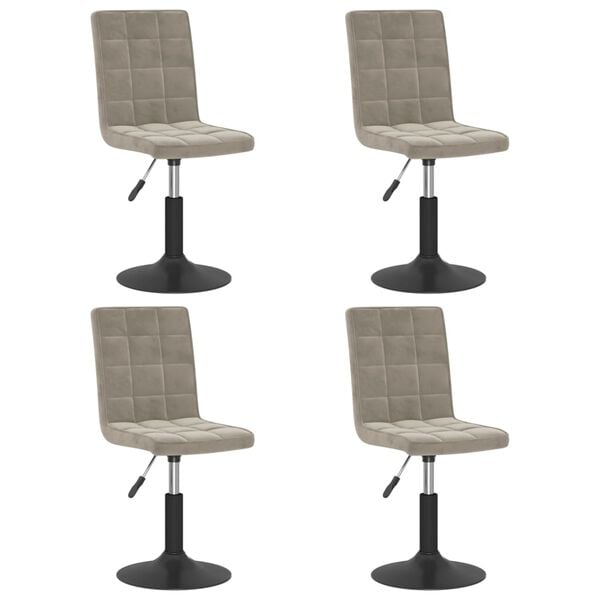 vidaXL Chaises pivotantes &agrave; manger lot de 4 gris clair velours