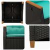 vidaXL Chaise de jardin inclinable Noir et turquoise polyrotin
