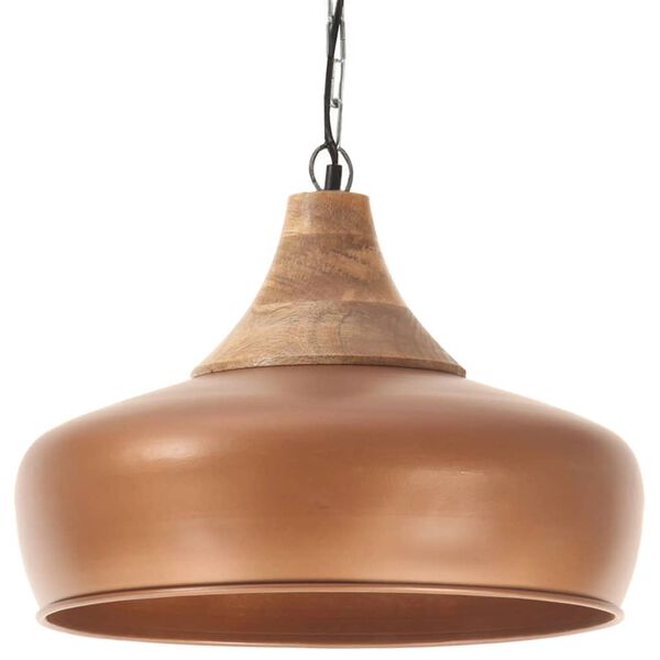 vidaXL Lampe suspendue industrielle Cuivre Fer et bois solide 35cm E27