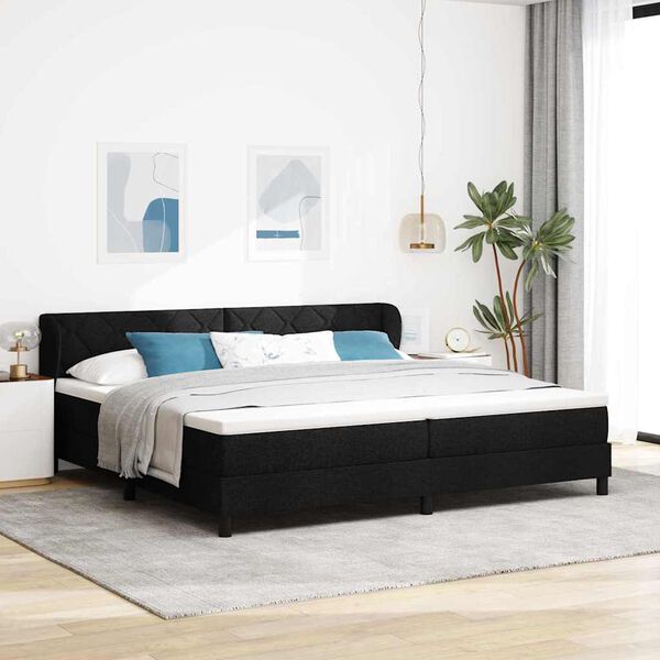 vidaXL Lit &agrave; ressorts avec matelas Noir 200 x 200 cm tissu