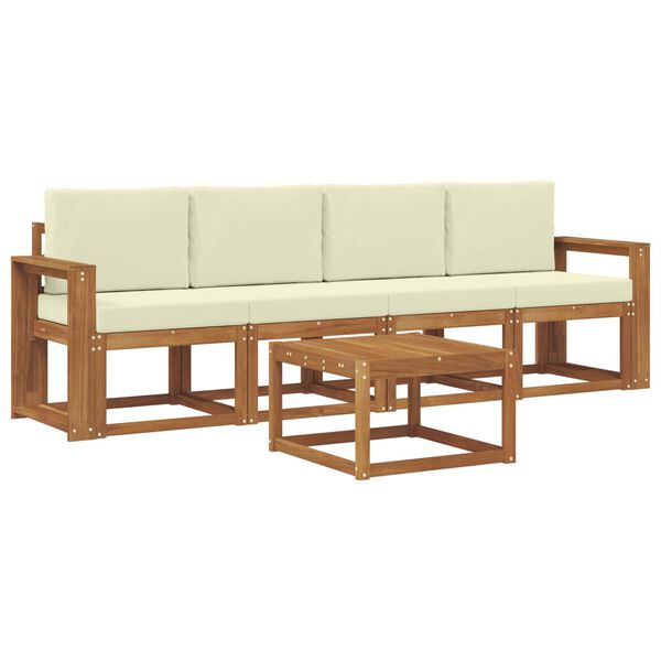 vidaXL Ensemble de canap&eacute;s d'ext&eacute;rieur 5 pcs Naturel et Cr&egrave;me