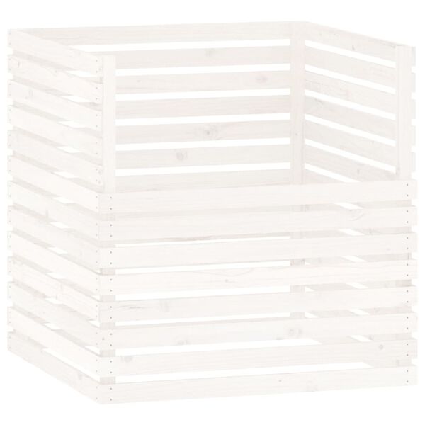 vidaXL Composteur Blanc 100x100x102 cm Bois massif de pin