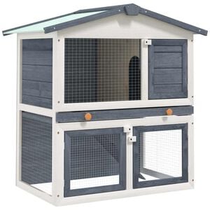 vidaXL Clapier d'ext&eacute;rieur 3 portes Gris Bois
