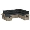 vidaXL Salon de jardin avec coussins 7 pcs gris r&eacute;sine tress&eacute;e