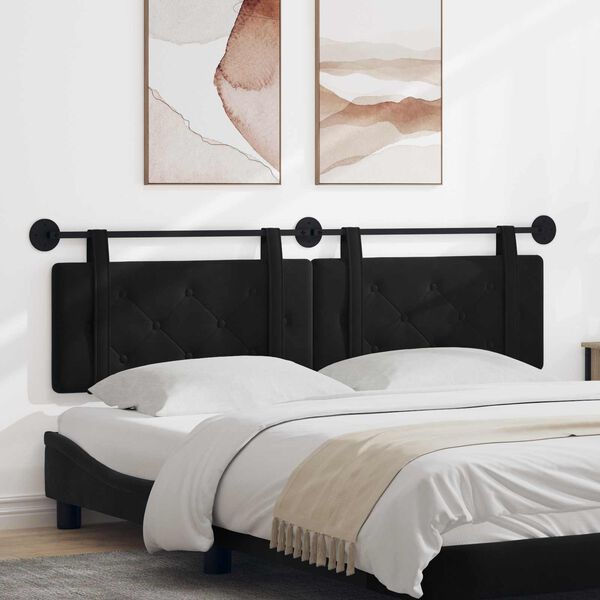 vidaXL T&ecirc;te de lit suspendue Noir 190 x 55 x 5 cm Velours