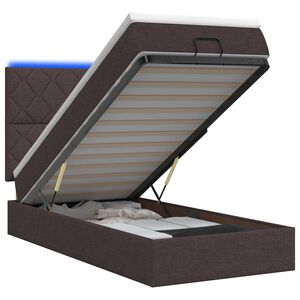 vidaXL Lit coffre avec matelas et LED Marron fonc&eacute; 100 x 200 cm Tissu