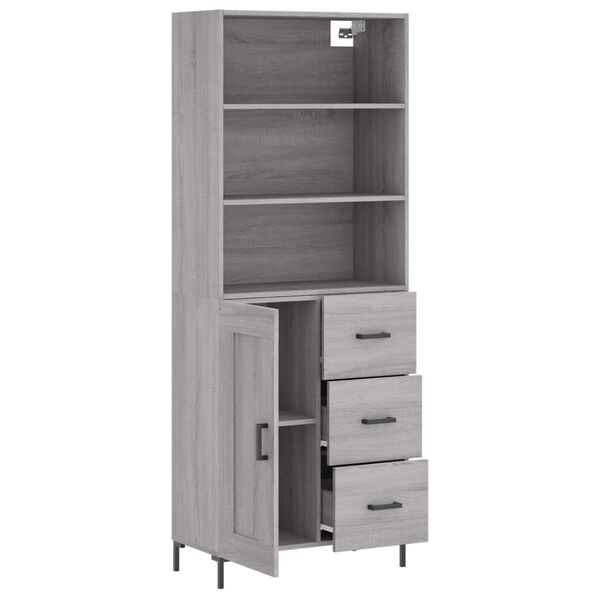 vidaXL Buffet haut Sonoma gris 69,5x34x180 cm Bois d'ing&eacute;nierie