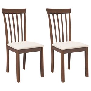 vidaXL Chaises à manger coussins 2 pcs marron bois massif caoutchouc