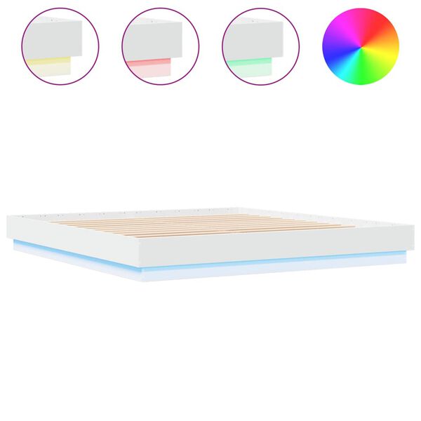 vidaXL Cadre de lit avec LED sans matelas blanc 180x200 cm