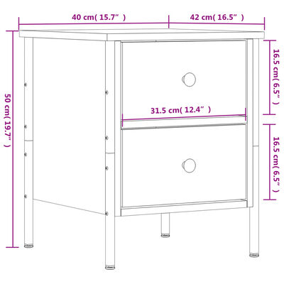 vidaXL Table de chevet chêne sonoma 40x42x50 cm bois d'ingénierie