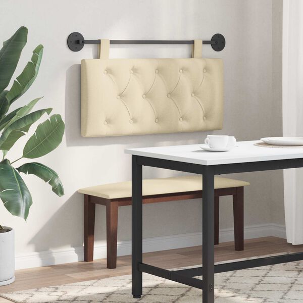 vidaXL T&ecirc;te de lit suspendue Montage mural Cr&egrave;me 100 x 55 x 7 cm tissu