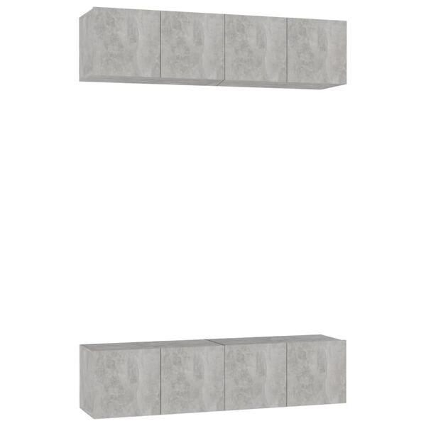 vidaXL Meubles TV 4 pcs Gris b&eacute;ton 60x30x30 cm Bois d'ing&eacute;nierie