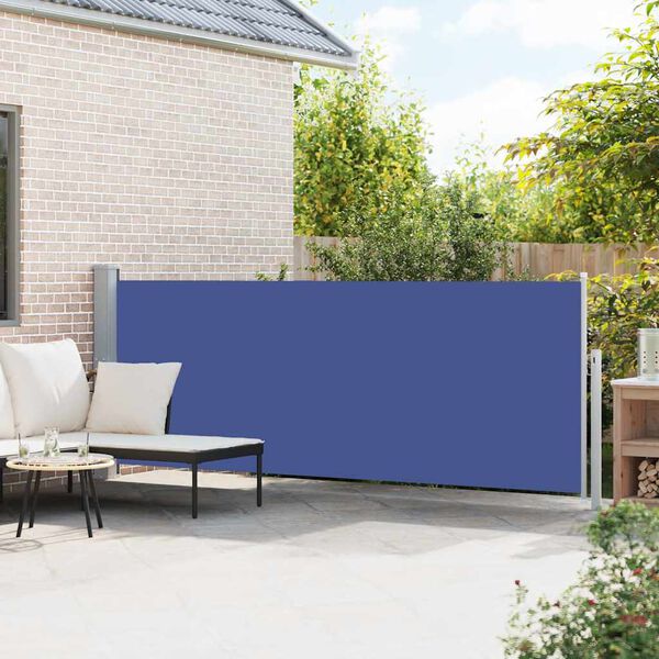 vidaXL Auvent lat&eacute;ral r&eacute;tractable de patio 140x500 cm Bleu