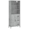 vidaXL Buffet haut Gris b&eacute;ton 69,5x34x180 cm Bois d'ing&eacute;nierie
