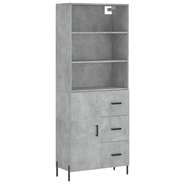 vidaXL Buffet haut Gris b&eacute;ton 69,5x34x180 cm Bois d'ing&eacute;nierie