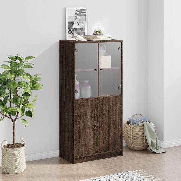 vidaXL Buffet haut avec portes ch&ecirc;ne marron bois d'ing&eacute;nierie