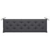 vidaXL Banc de jardin avec coussin anthracite 175 cm Teck massif
